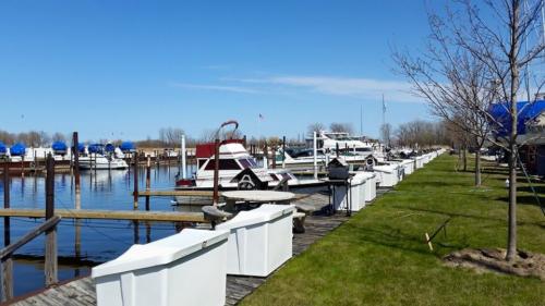 Boat Boxes line the docks